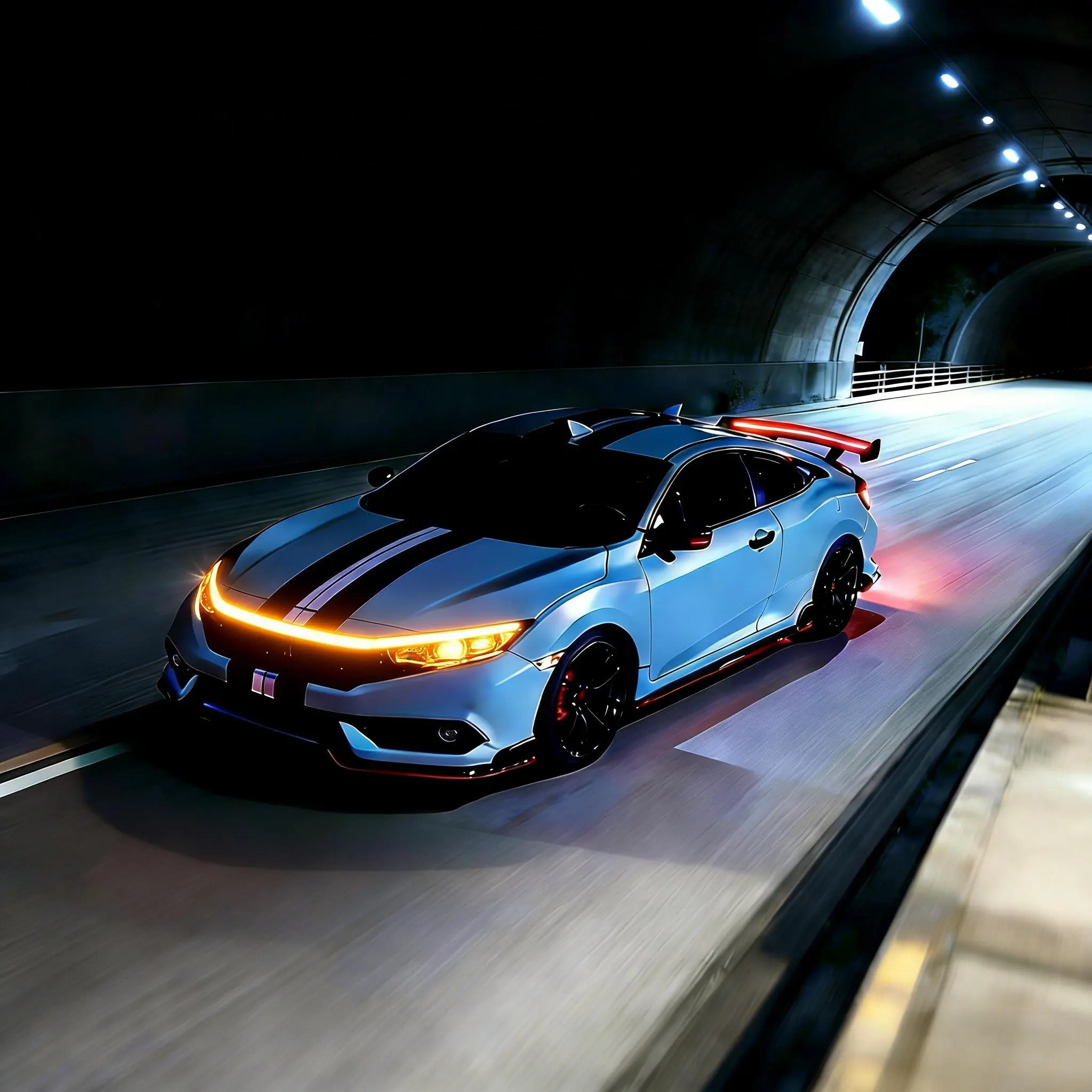 Yellow hood light + Red Carbon Fiber Tail Light