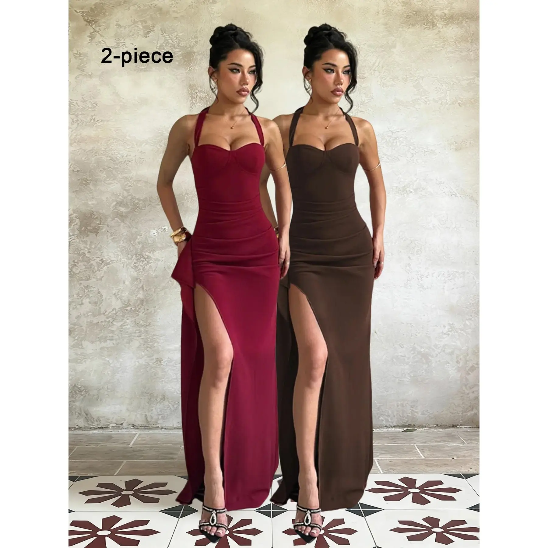 Backless Strapless Plain Slim Fit Slit Dress, Sexy All Season Women's  Clothing, Perfect for Casual & Daily Wear - TikTok Shop