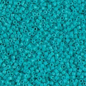 Dyed Semi-Frosted Opaque Turquoise Green 11/0 delica beads || DB0793