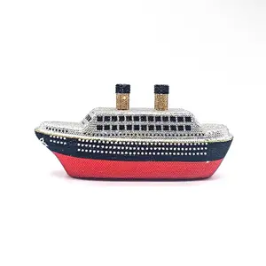 JL Crystal Boat Clutch - Unique Design Inspired by a Ship with Colorful Accents