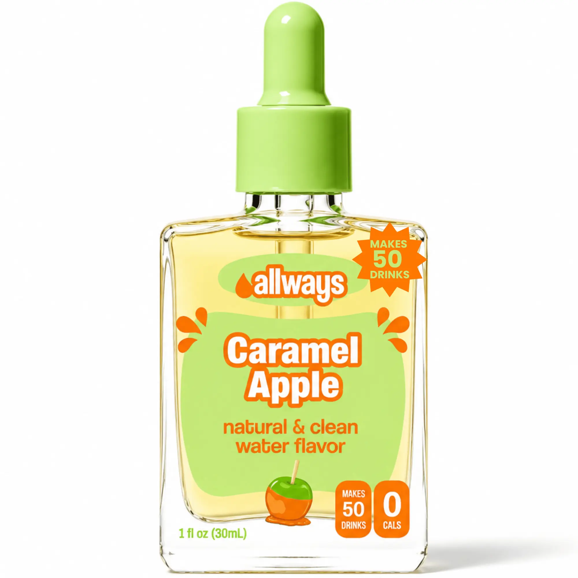 Allways Drops Caramel Apple Water Enhancer | Sugar Free | 50 Servings
