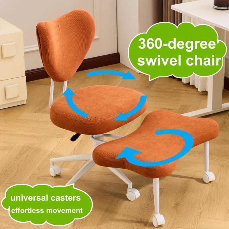 Cross Legged Office Chair Armless Kneeling Desk Chairs for Meditation ADHD Yoga Wide Criss Cross Chair with Wheels Vanity Chair for Girls Women Living Room Bedroom Study Small Space