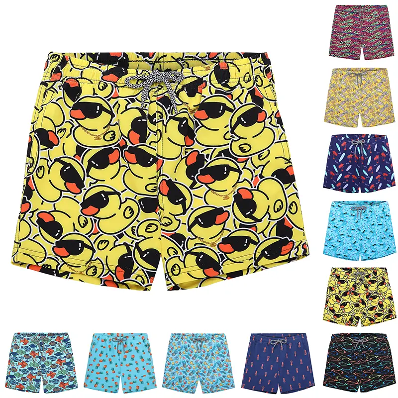 Boys' Toddler Unisex Quick-Dry Fade-Resistant Polyester-Blend Fabric Board Shorts with Drawstring, Pockets, Tropical Floral Print for Beach Days with Kids, Fishing, Water Sports