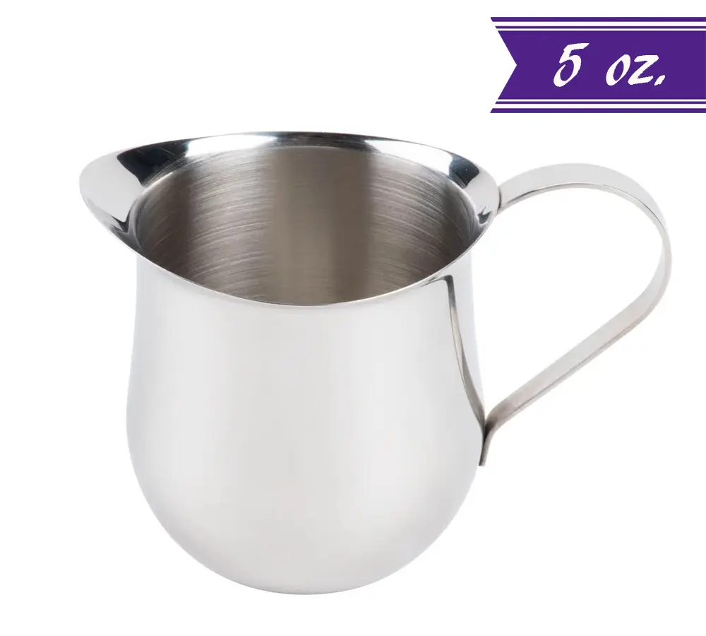 5 oz / 150 ml Stainless Steel Bell Creamer – Bell-Shaped Serving Cream Pitcher – Perfect for Coffee, Tea, Milk, and Syrups – Durable, Rust-Resistant, Dishwasher Safe by Tezzorio Jugs Classic