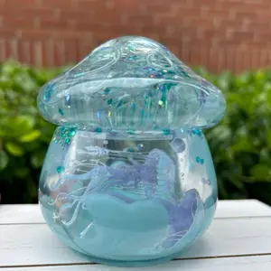 Magical Jelly Fish Mushroom Jar - Vanity decor & storage necklace ring makeup Organiser stash jar