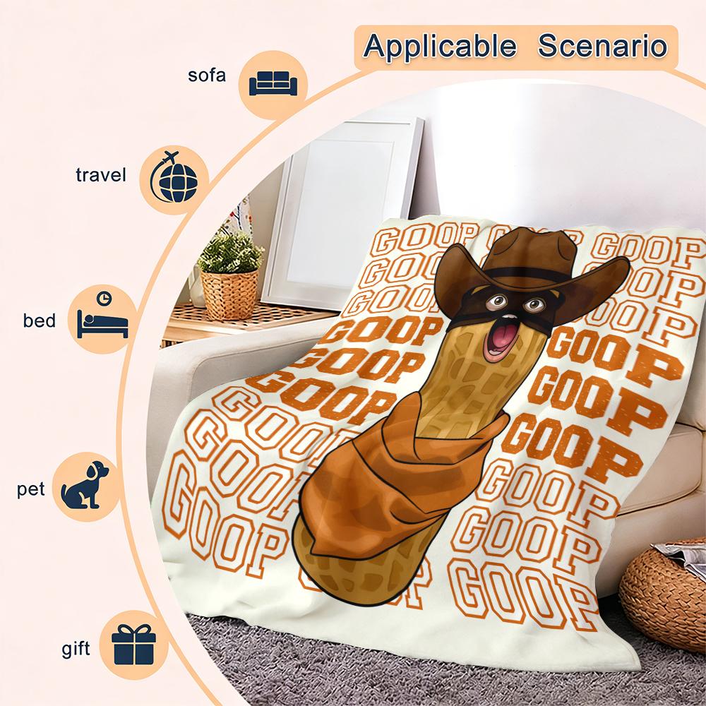 Goop Goop Cowboy Peanut Viral Meme Print Flannel Blanket Cooling Blanket Homegoods Soft Cozy For Bedroom Living Room Sofa For Meme Fans Western Lovers Perfect Gift Suitable for giving as gifts to friends, parents and children