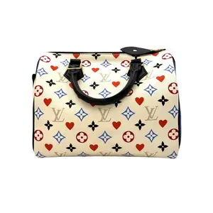 Pre-owned Louis Vuitton Coated Canvas Shoulder Bags Speedy 25 Game On Blanc Monogram Handle Bag LV2504
