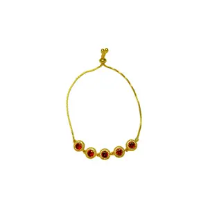 RELLY-JEWELRY SS006 Fashion Trends for Women or Men Bracelet with Red Gemstones and Chain