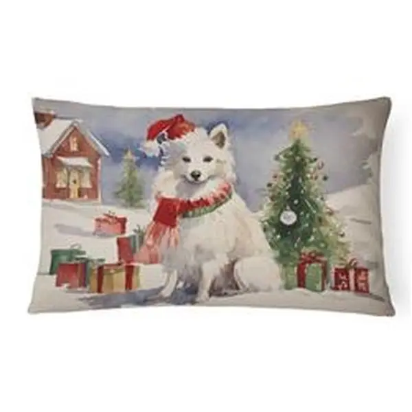 16 x 12 in. Unisex American Eskimo Christmas Fabric Decorative Pillow