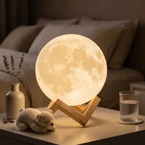 4.7-Inch 3D Printed Moon Lamp with Lunar Texture, 148 Modes (RBG), Remote-Touch Control, Rechargeable Timer LED Light, Indoor Desk Lamp for Bedroom Decor, Perfect Gift for Kids cool tech gadget