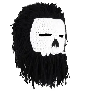 Halloween Skull Cos Funny Woven Funny Personality Trending on TikTok Same Hair Cap Beanie Masks Hand