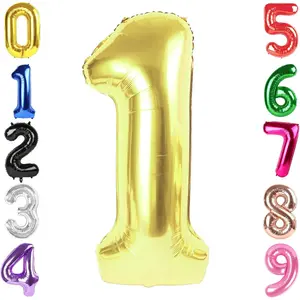 40 Inch Champagne Gold Giant Number 1 Balloon for 11th 12th 21st Birthday Decorations, Party Supplies for Baby Boy Girl, Champagne Gold Party Decor
