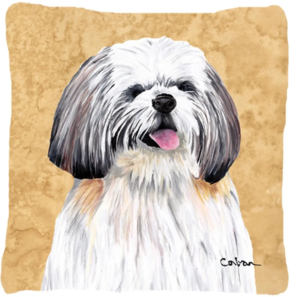 Shih Tzu Square Decorative Pillow - 14x2x14in Sunbrella Durable Moisture-Resistant Fabric, Machine Washable, All Seasons Indoor & Outdoor Cushion