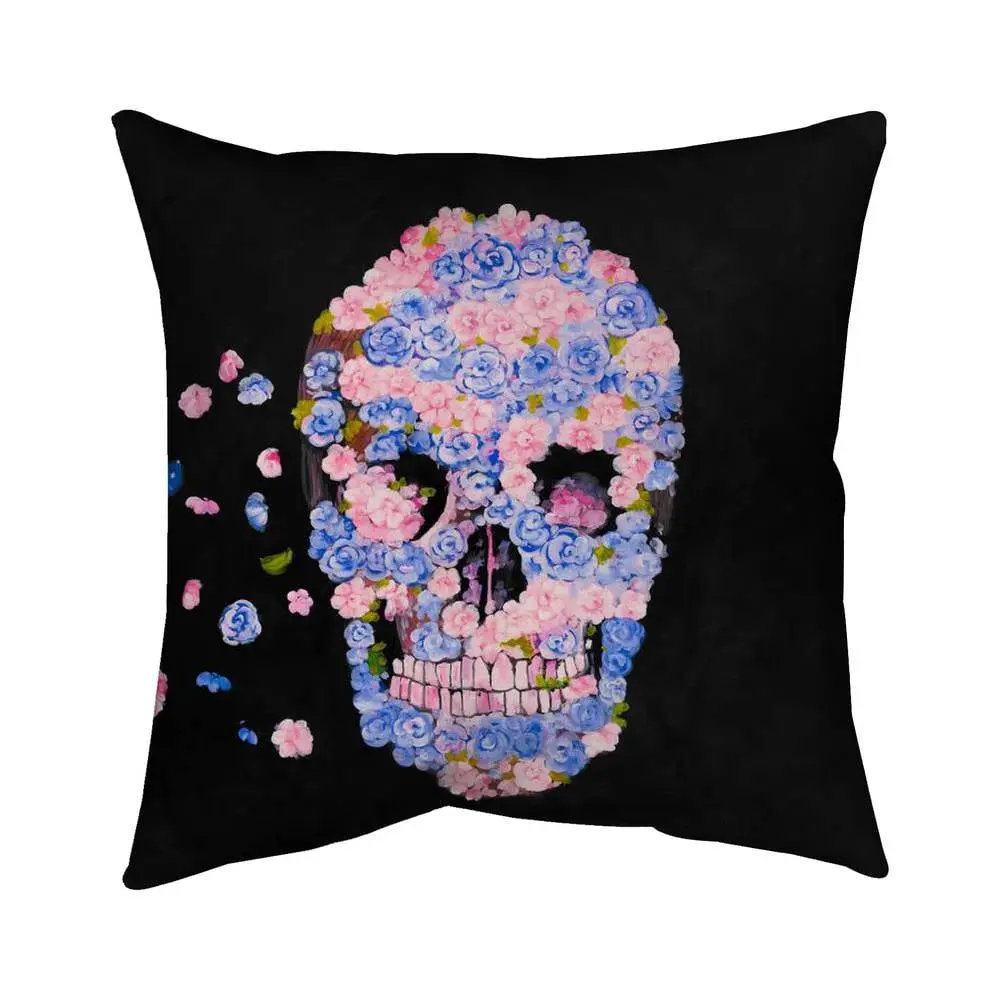 Begin Home Decor 5541-1616-MI58 16 x 16 in. Skull Bedroom Pillow - Floral & Botanical Home Decor