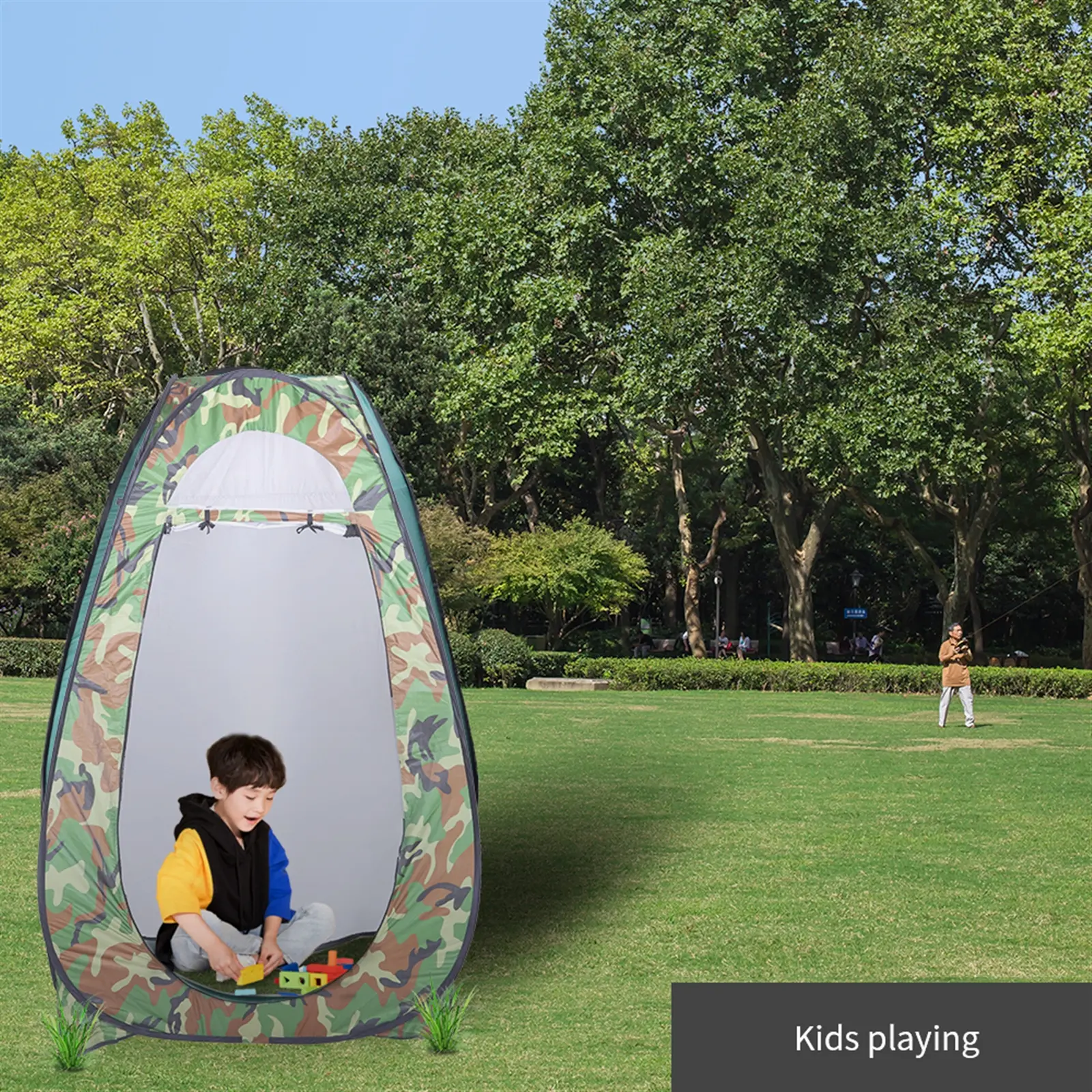 Instant Pop-Up Privacy Tent - 3-in-1 Compact Outdoor Shelter, 3.8 lbs Portable, 180T Waterproof Silver Coating, Quick Setup for Camping, Beach, Shower/Toilet Use, Camouflage Print, Compact Pack, 3-In-1 Privacy Solution, Instant Setup, Beach Shade Tents, L