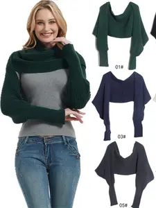 Women's Elegant Warm Winter Scarf, Knit Sleeve Shawl, Multifunctional Wrap, Perfect for Dresses or Outerwear, Casual Style, Knitted Shawl