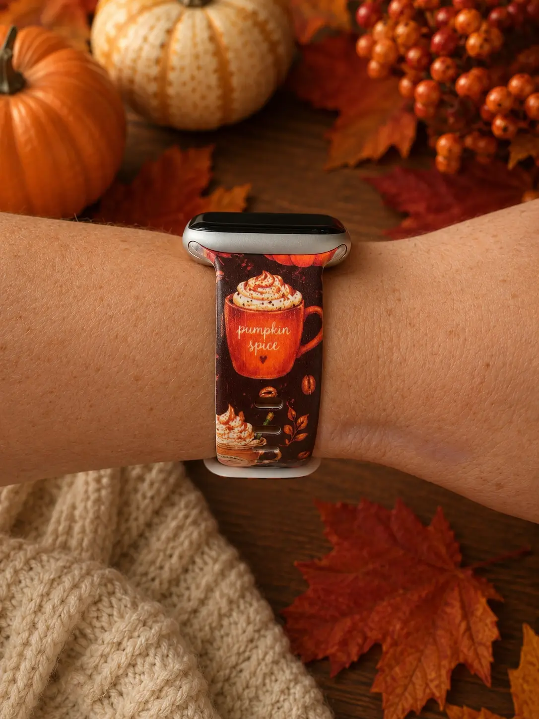 Pumpkin Spice Fall Watch Band | Cozy Autumn Coffee Strap | Compatible with Apple & Samsung Watches