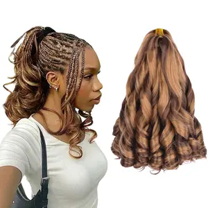 French Curl Braiding Hair 12 Inch 8 Packs Natural  Curly Pre Stretched 50g/pack Loose Wavy Crochet Synthetic Extensions for  Women P33-30