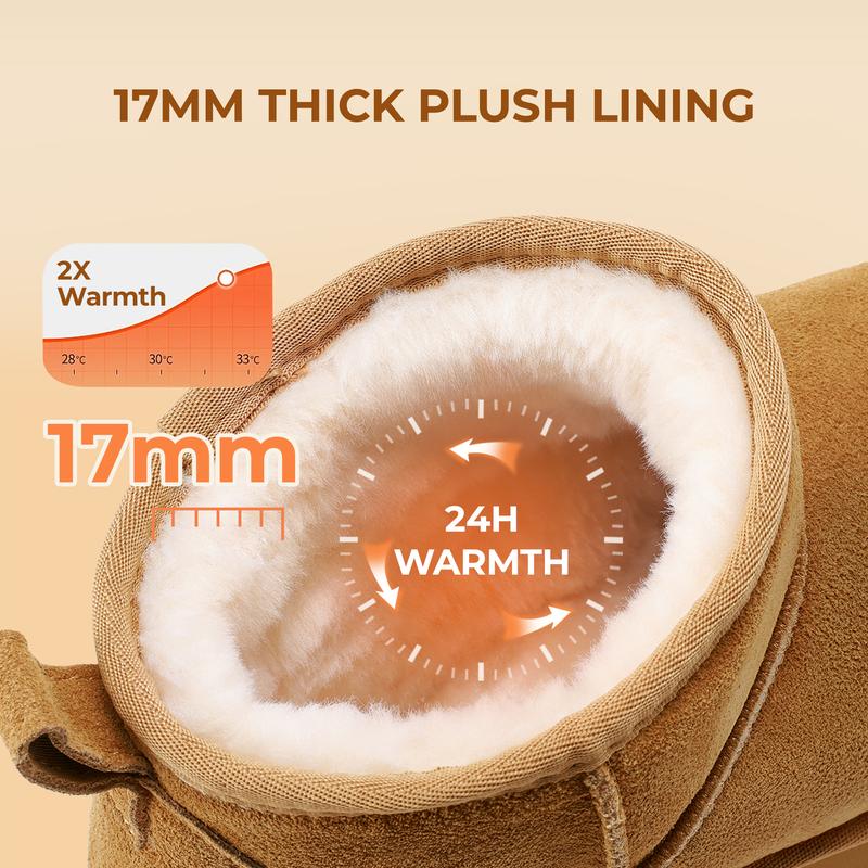 Dream Pairs FuzzyClassic Women’s Mini Platform Winter Ankle Boots – Genuine Suede, Memory-Foam Cushion, Lightweight Anti-Slip Sole