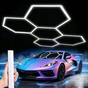 5 Grids 168W 6500K Ultra Bright Hexagon Garage Lights - Modular Honeycomb LED Lighting for Garage Shop Basement Homegym