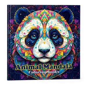 Coloring book-Stress-relief tool! Mandala animal coloring book with pandas, lions, and tigers, suitable for both adults and children. It relieves stress and can also be used as decoration. Multi-Style Coloring Book Set Pattern Cute Sketchbook Mixed