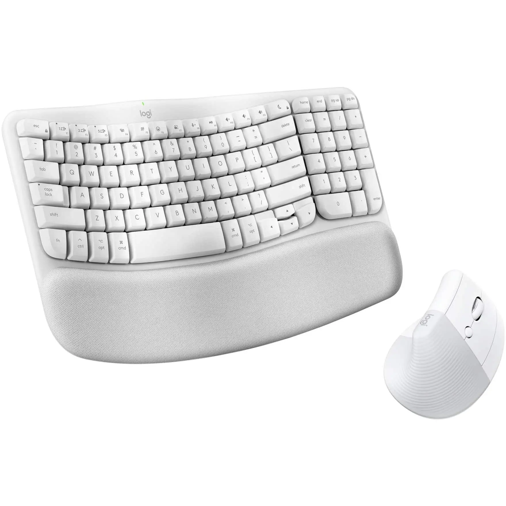 Logitech - Wave Keys for Mac and Lift Vertical for Mac Wireless Ergonomic Keyboard and Mouse Bundle for macOSiPadOS - Off-White