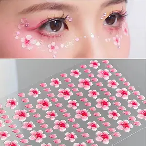 Sakura Face Eye Makeup Stickers, Stage Cherry Blossom Makeup Stickers, Facial Body Decorations, Fashion Style