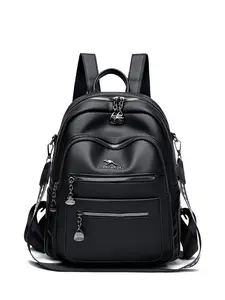 Women's Soft Leather Backpack, Casual Lightweight Backpack, Casual Fashion Multi-Functional Travel Bag, Stylish Student Bookbag, Versatile Daily Use