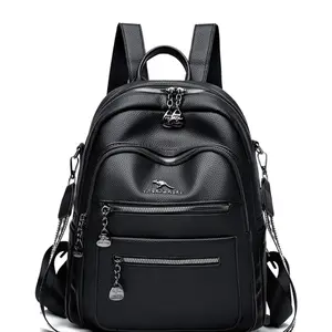 Women's Soft Leather Backpack, Casual Lightweight Backpack, Casual Fashion Multi-Functional Travel Bag, Stylish Student Bookbag, Versatile Daily Use