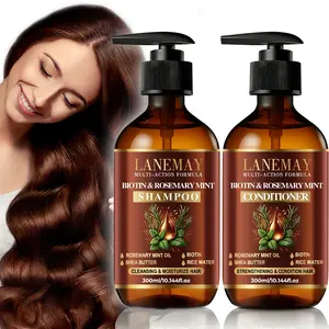 Biotin & Rosemary Mint Shampoo and Conditioner Set | Thickens & Strengthens Hair With Shea Butter & Rice Water | Gently Cleanses While Nourishing Scalp | Ideal For Damaged Hair & Hair Growth Stimulation | Biotin Infused Shampoo