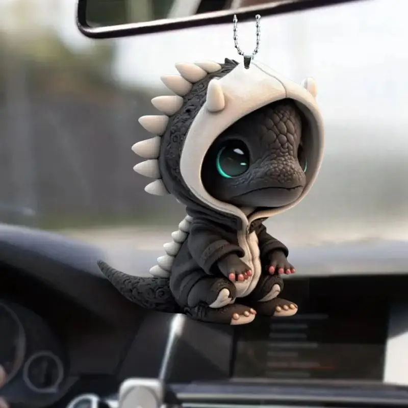Cute Cartoon Dinosaur Shaped Car Hanging Ornament, Acrylic Car Interior Rear View Mirror Hanging Car Decoration, Car Interior Decoration Accessories f