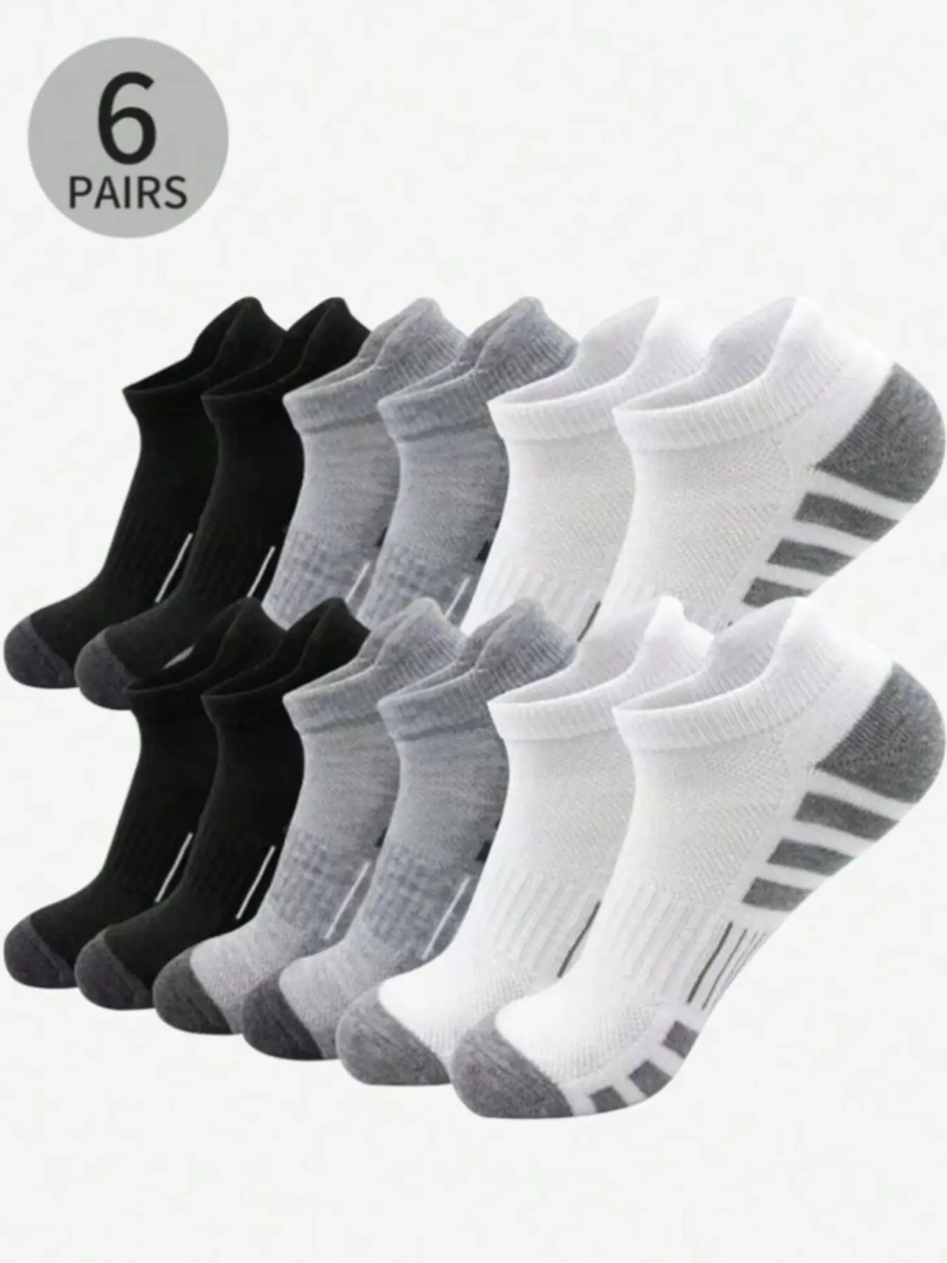 Men's Breathable Mesh Socks, Sports Socks, High-Quality Sporty Athletic Ankle Socks, Casual Daily Wear, Pack of 6 Pairs, Comfortable and Multi-Functional Design