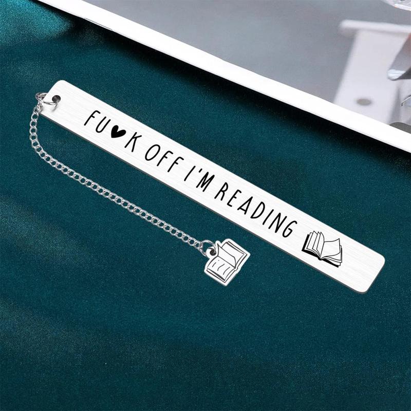 Letter & Book Pattern Bookmark Bundle, 2 Counts/set Silver Stainless Steel Bookmarks with Pendant Charm, Durable Reading Accessories for Home, Office, and School