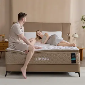 LIKIMIO 12/14 Inch Queen Size Mattress, 2-in-1 Hybrid Mattress w/Memory Foam & Pocket Springs in A Box, Oeko-TEX & CertiPUR-US Certified, Made in USA