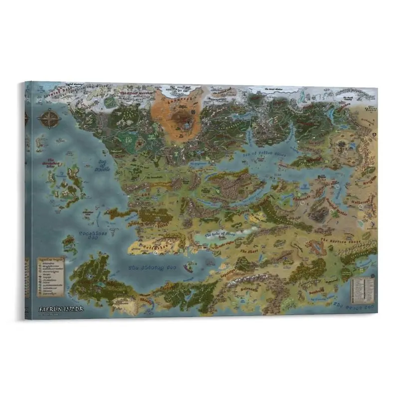 1pc Forgotten Realms Faerun Map Poster Canvas Wall Art Posters For Room Aesthetic And Decor Poster For Bedroom Living Room Office Decor