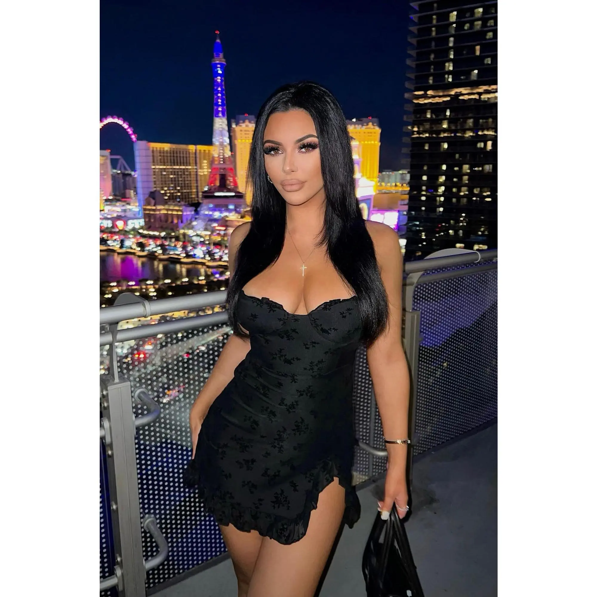 julia flocked mini dress - black Julia Flocked Mini Dress - Black