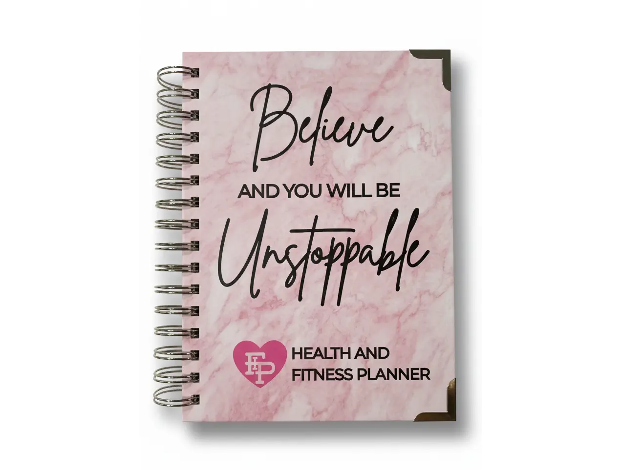2026 New Health and Fitness Planner (Pink Marble) – Track Workouts, Meals & More | Flex it Pink
