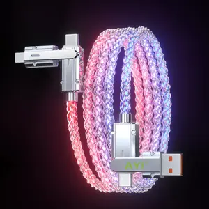 3.3FT 100W 4-in-1 USB C Cable, USB A & Type-C Cable for Lightning, Multi-functional Aluminum Alloy Fast Charging Cable for Samsung Galaxy A35 A55 A54, S24 S23 S20 S10 & iPhone