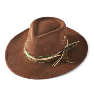 Distress Vintage Shapable Fedora Cowboy Hat