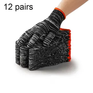 12 Pairs Black And White Durable Work Gloves, Thick And Durable, Comfortable And Breathable, Hand or Machine Washable, Suitable for Various Indoor And Outdoor Venues, Heavy Duty Gloves, Protective Work Gloves