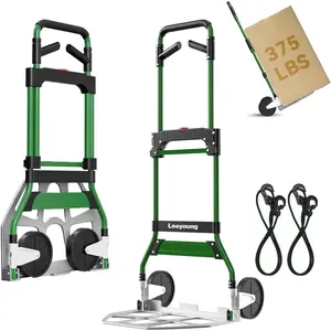 Folding Hand Truck Dolly Cart 375lb,Aluminum Wheel Bracket & Aluminum Dolly Cart, Indoor/Use