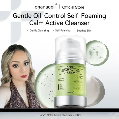[Brenda Exclusive]Oganacell DERX Calm Active Cleanser 120ml with CentellaAsiatica & Red Bean Powder for Deep Pore Cleansing OilControl Gentle for Sensitive Skin Korean Facial Foam Self-Foaming Mild Hydrate Moisturizing Smooth Hydrating, backtoschool, 98%