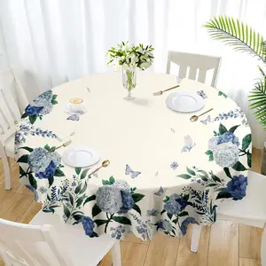 Round Tablecloth, Summer Tablecloth Polyester Fiber, Waterproof, Stain-Resistant, Wrinkle-Resistant Indoor/Outdoor Use Kitchen Party Table Cover