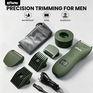 ENSSU 2-in-1 Body Hair Trimmer for Men, Dual Blade Heads with Ceramic Trimmer & Foil Shaver, IPX7 Waterproof, LED Light, USB Charging