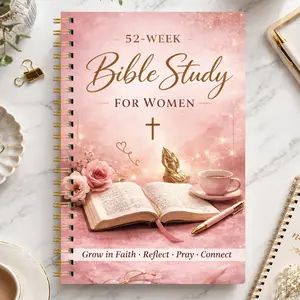 52-Week Bible Study Journal for Women, Spiral Guided Prayer Notebook, Floral Cover, Reflection Pages, Reading Plan Included