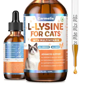 Carmelie L-Lysine Supplement for Cats – Immune & Respiratory Support for Feline Health – Supports Eye Function, Reduces Sneezing & Runny Nose – Natural Defense Boost – Roast Chicken Flavor, 60ML