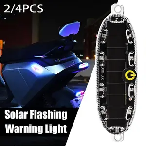 Solar LED Warning Light - 10 LEDs Flashing Safety Light for Motorcycle, Car, Bike, Truck - Waterproof, Rechargeable, Anti-Collision Strobe Marker Light