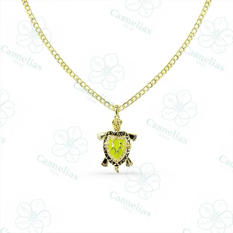 Gold plated Turtle  Necklace with a cuban chain 20 inches