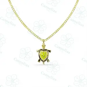 Gold plated Turtle  Necklace with a cuban chain 20 inches