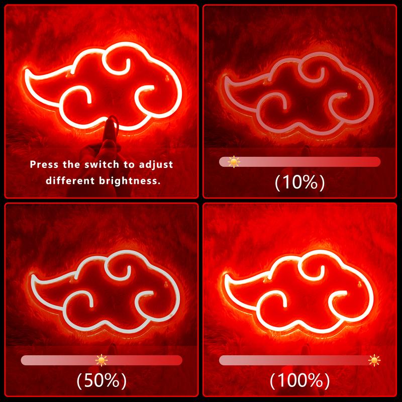 Cloud Anime Neon Sign, LED Neon Light, Game Neon Sign, Easy to Hang and Adjustable Brightness Wall Sign for Bedroom Game Room Party New Year's Gift Holiday Birthday Gift Multi-Speed Adjustable Smart Device (13.7x8.7in)